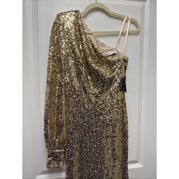 MAC DUGGAL Size 2 Gold Sequined One Shoulder Trumpet Formal Prom Gown Dress New - Picture 7 of 11